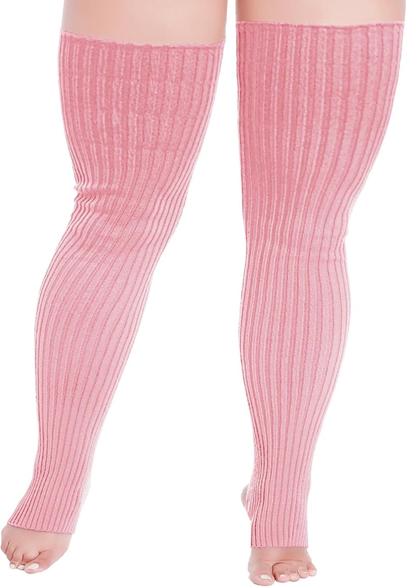 v28 Plus Size Knit Leg Warmer Women Thick Thigh High Boot Extra Long Large Socks - Image 2